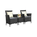 Outdoor Furniture Patio Chairs Table 3PCS Black