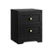 Bedside Table with Alloy Handles 2 Drawers Black