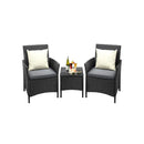 Outdoor Furniture Patio Chairs Table 3PCS Black