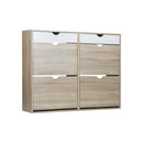 Shoe Storage Cabinet 4 Compartment with Rows 2 Drawers