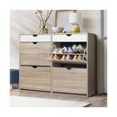 Shoe Storage Cabinet 4 Compartment with Rows 2 Drawers