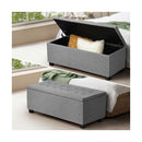 Storage Ottoman Faux Linen Light Grey