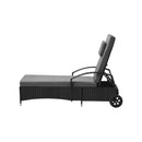 Sun Lounger with Wheels Black