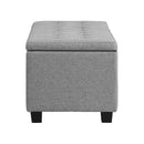 Storage Ottoman Faux Linen Light Grey