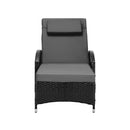 Sun Lounger with Wheels Black