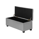 Storage Ottoman Faux Linen Light Grey