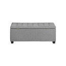Storage Ottoman Faux Linen Light Grey
