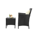 Outdoor Furniture Patio Chairs Table 3PCS Black
