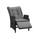 Outdoor Recliner with Adjustable Footrest Black