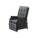 Outdoor Recliner with Adjustable Footrest Black