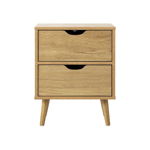 Bedside Tables 2 Drawers Air Gap Handle Black