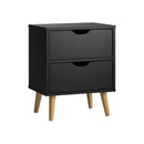 Bedside Tables 2 Drawers Air Gap Handle Black
