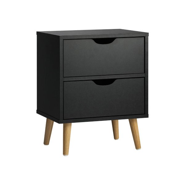 Bedside Tables 2 Drawers Air Gap Handle Black
