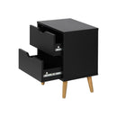 Bedside Tables 2 Drawers Air Gap Handle Black