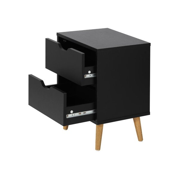 Bedside Tables 2 Drawers Air Gap Handle Black