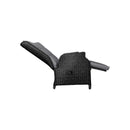 Outdoor Recliner with Adjustable Footrest Black