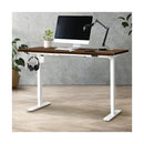 Electric Standing Desk Single Motor White And Walnut 150Cm
