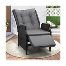 Outdoor Recliner with Adjustable Footrest Black