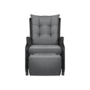 Outdoor Recliner with Adjustable Footrest Black