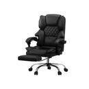 Massage Office Chair PU Footrest Black
