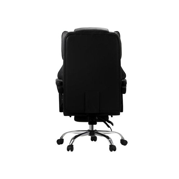 Massage Office Chair PU Footrest Black