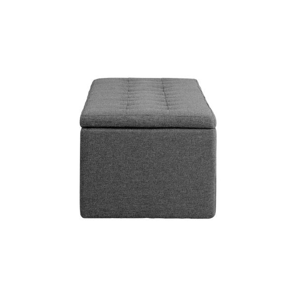 Storage Ottoman XL Faux Linen Grey