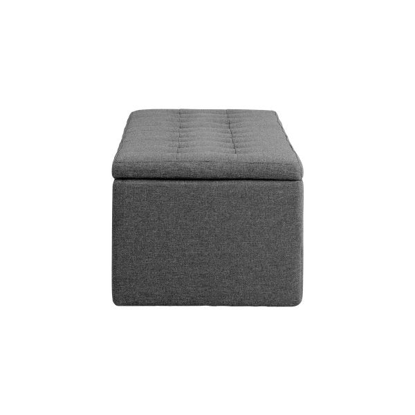 Storage Ottoman XL Faux Linen Grey