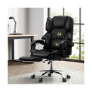 Massage Office Chair PU Footrest Black