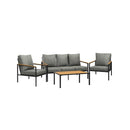 Outdoor Patio Set Table and Chairs with Cushion Black