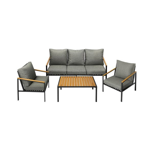 Outdoor Patio Set Table and Chairs with Cushion Black