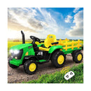 XL Kids Ride On Tractor 12V with Trailer Remote Green