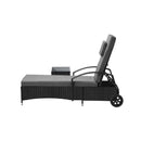 Wheeled Sun Lounger with Table Patio Set Grey&Black