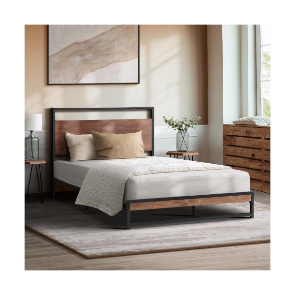 Metal Bed Frame King Single Size Wooden