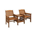 Wooden Garden Bench Chair&Table Loveseat Brown