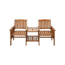 Wooden Garden Bench Chair&Table Loveseat Brown