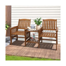 Wooden Garden Bench Chair&Table Loveseat Brown