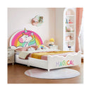 Twin Size Kids Wooden Upholstered Platform Bed With Unicorn Pattern