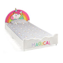 Twin Size Kids Wooden Upholstered Platform Bed With Unicorn Pattern
