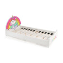 Twin Size Kids Wooden Upholstered Platform Bed With Unicorn Pattern