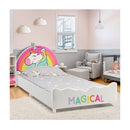 Twin Size Kids Wooden Upholstered Platform Bed With Unicorn Pattern