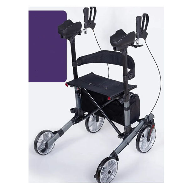 Upright Rollator Walker Forearm Rest Supports Mobilty Aid Seat Grey