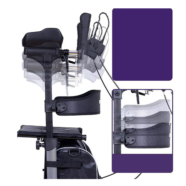 Upright Rollator Walker Forearm Rest Supports Mobilty Aid Seat Grey