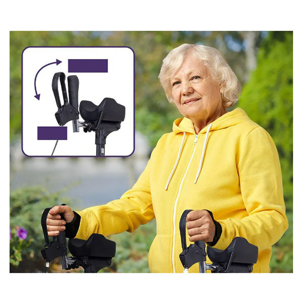 Upright Rollator Walker Forearm Rest Supports Mobilty Aid Seat Grey