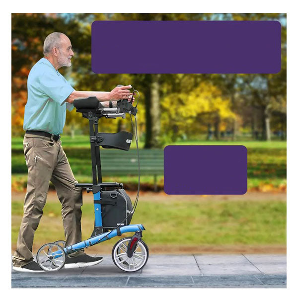Upright Rollator Walker Forearm Support Rests Mobilty Aid Seat Blue