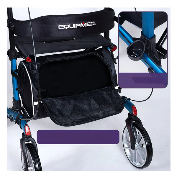 Upright Rollator Walker Forearm Support Rests Mobilty Aid Seat Blue