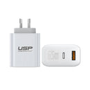 Usp 65W Dual Ports Usb C Usb A Pd Gan Wall White Laptop Charger