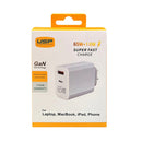 Usp 65W Dual Ports Usb C Usb A Pd Gan Wall White Laptop Charger