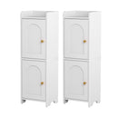 2x Bathroom Storage Cabinet 2-Tier Slim Toilet Organizer Adjustable White