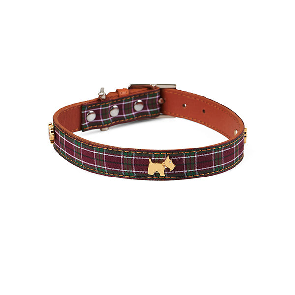 Highland Purple Tartan Dog Collar Small
