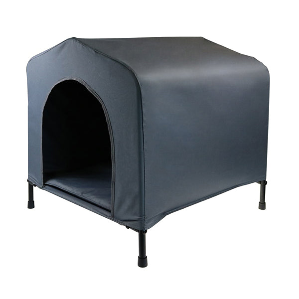 Grey L Portable Flea and Mite Resistant Dog Kennel House W Cushion
